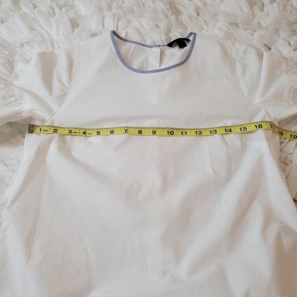 J. CREW | BABY DOLL BUTTON DOWN BACK BELL SLEEVE COTTON WHITE STRIPE TOP WOMEN 0 - Picture 15 of 17